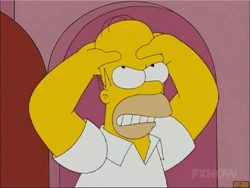 Homer strangling his brain.