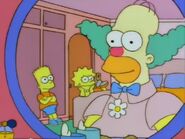 Homer is ready to be Krusty The Clown.