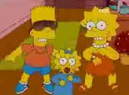 Bart, Lisa e Maggie relacionados ao trecho da música.