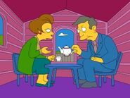 Principal Skinner and Edna in Martin's pink playhouse.