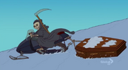 The Grim Reaper riding a snowmobile, in "How I Wet Your Mother".