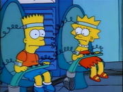 Bart and Lisa on Shocking Machine (There's No Disgrace Like Home)