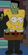 Frankenstein's Monster as SpongeBob SquarePants.