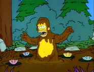 Homer being confused for Bigfoot