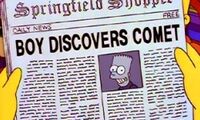 Bart no jornal por descobrir o cometa