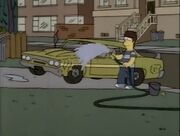 Homer cleaning 70s sports car