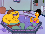 Barney and Linda pool Mr. Plow