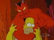 The Devil torturing Homer in "Treehouse of Horror XI"