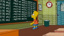 Second promotional picture featuring the chalkboard gag in which Bart writes all the walls