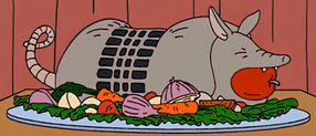 Armadillo a la road