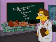 Nelson imagines himself weighing the Three Stooges' brains