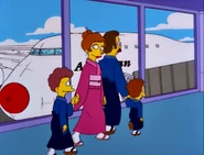 The Flanders family dressed in Japanese attire