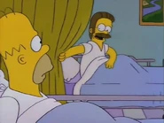 Homer sees that Ned Flanders is his hospital roommate.
