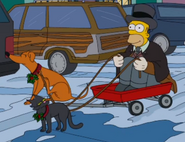 Homer in a wagon.