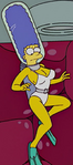 Marge wearing a white swimsuit with scuba gear