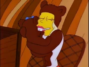 The space between Lisa and Maggie is brown