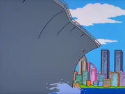 The North Tower's antenna is missing