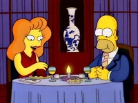 Homer i Mindy w restauracji