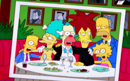 Bob with the Simpson family and Krusty at a restaurant