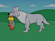 Ralph carried by a wolf