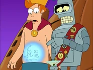 My Three Suns - Homer on Bender's Sash.png (1.33 MB) In the Futurama episode "My Three Suns", one of the badges on Bender's sash is Homer.