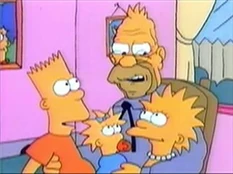 Vovô, Bart, Lisa e Maggie.