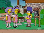 A younger Marge on the phone with a younger Patty and Selma