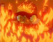 Homer accidentally sets The Simpson house on fire.