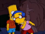 Milhouse noticing a lump in Bart's shirt