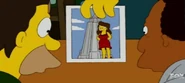 Moe showing a photo of Maya to Lenny and Carl.