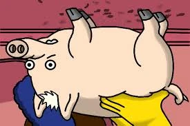 Spider-Pig.jpg (9 kB) Porco Porco mais aranha vai descendo a sua a teia mais chouriço não faz isso CUIDADO! ele é o Porco-Aranha!