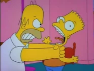 Homer angrily strangles Bart