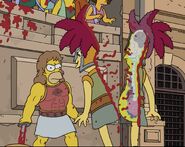 Sideshow Bob (as a gladiator) sliced in half