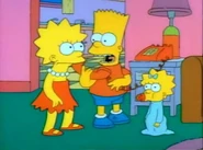 Bart about to do a prank call, whilst telling Lisa that she doesn't have sense of humor.