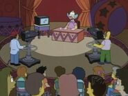 Krusty is presenting a show that is about Marge going insane.