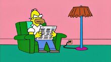 Homer lendo um jornal no desenho