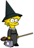 Lisa trick or treating as a witch