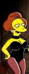 Edna Krabappel wearing a Playboyesque leotard with pantyhose