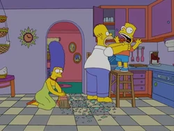 Homer angrily strangles Bart