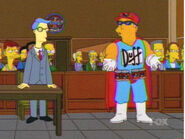 Duffman talking to the Blue Haired Lawyer