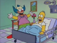 Krusty almost gives Homer another heart attack.