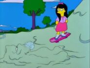 Jessica slows down via glue where Bart is buried and glued