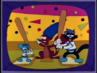 Marge as a squirrel, trying to stop Itchy and Scratchy.