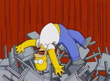 Homer dando um show de acrobacia