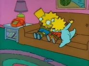 Maggie coming onto the couch to untie Bart and Lisa.