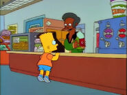 Apu serving Bart Simpson