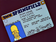 Homer's driver's license, from "Duffless". Note that it says that his eyes are blue.