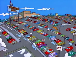 Springfield Mall and carpark as they appeared in Simpsons Roasting on an Open Fire