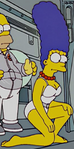Marge wearing a white swimsuit