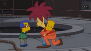 Bart hugging Sideshow Bob.